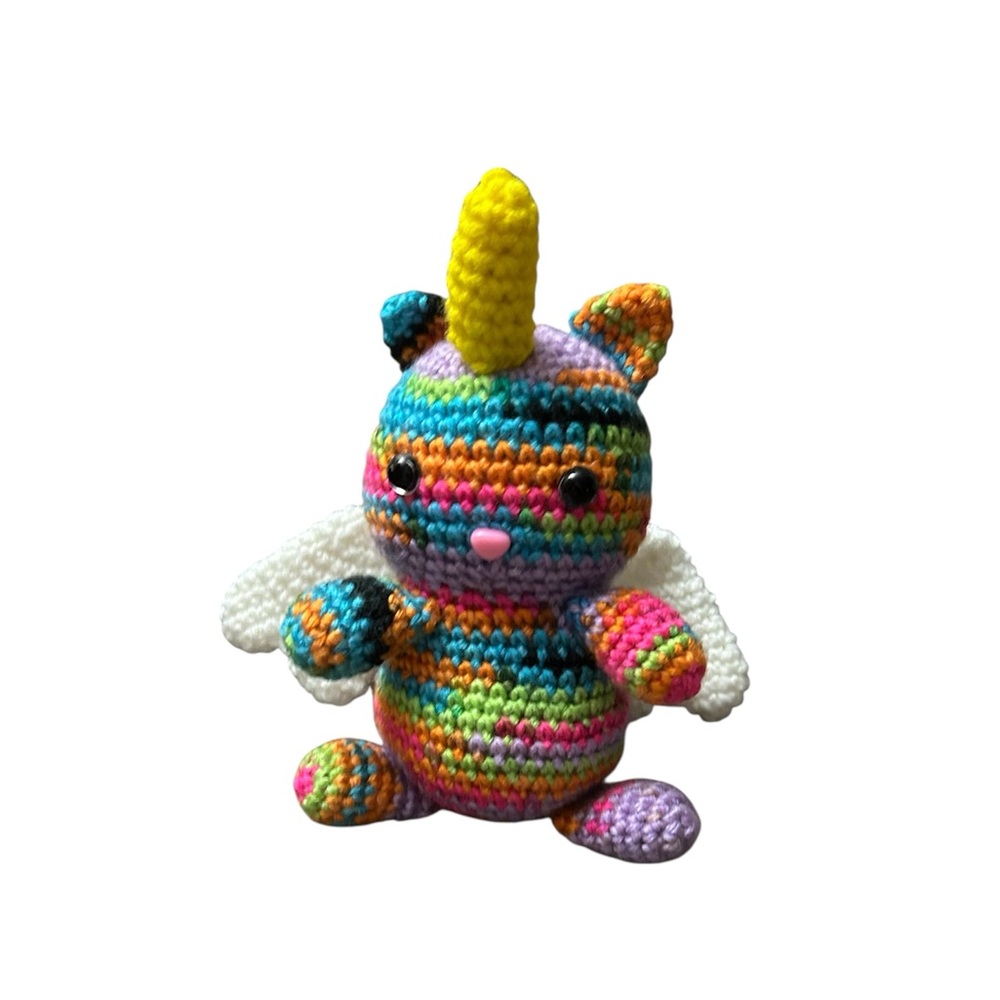 Colorful Crochet Caticorn (Unicorn/cat) Plush Toy
